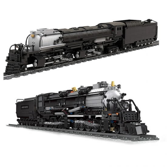 MOC High-tech Train RC Retro Steam Train Big Boy Large size old steam locomotive mechanical railway model Brick toys