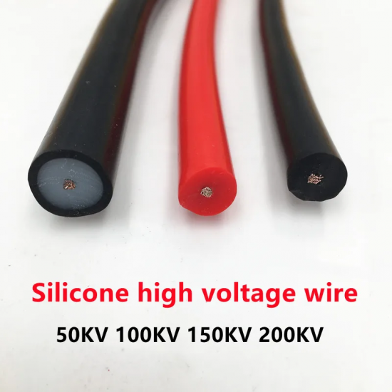 1 meter price 50KV 70KV 100KV 200KV 150KV DC Silicone High Voltage Wire 16/13/11AWG Tinned Copper Core Automotive Ignition Wire